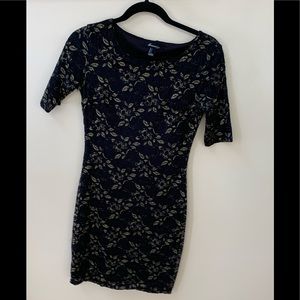 Forever 21 body con gold embroidered black dress